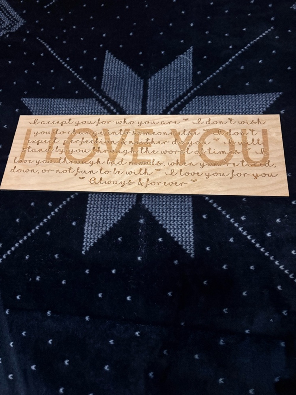 Engraved Wooden Unconditional Love Plaque with Script Text